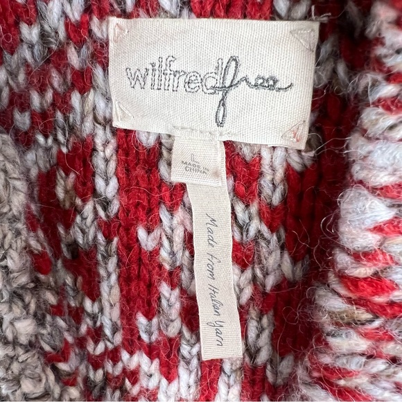 Aritzia Wilfred Free Nord Wool Alpaca Cardigan size L Red Gray Academia Cozy - Picture 5 of 9